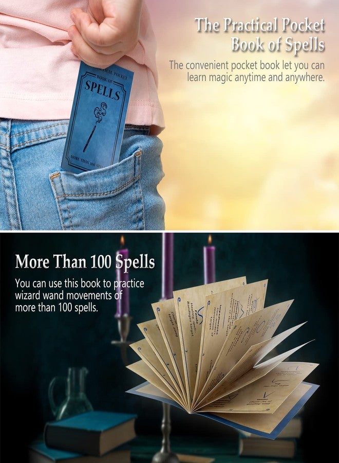ChampWe Light Up Magic Wizard Wand Rechargeable Illuminating Toy for Kids Witch Collection Cosplay Accessories with Spellbook and Gift Box (Foliage) - Image 3